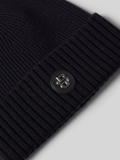 BOSS Czapka beanie z żywej wełny z detalem z logo model ‘Fati’ Granatowy 2