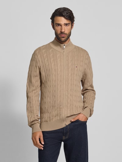Tommy Hilfiger Regular fit gebreid jack van puur katoen Taupe - 4