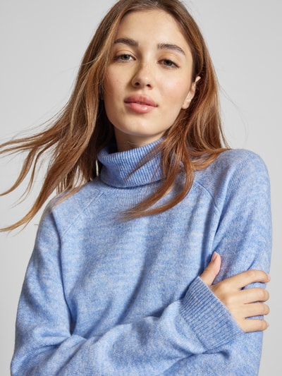 Pieces Regular Fit Rollkragenpullover mit langen Raglanärmeln Modell 'JULIANA' Hellblau 3