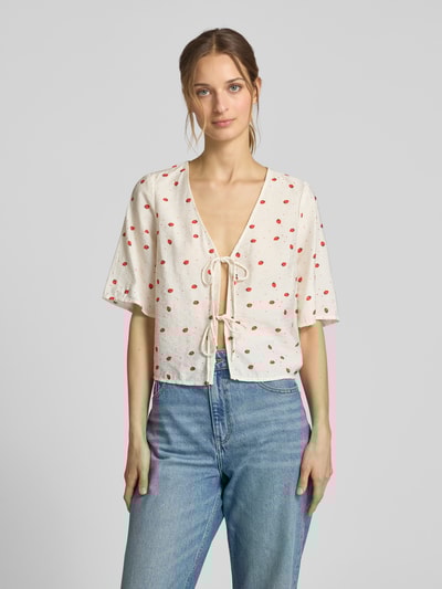Vero Moda Regular Fit Bluse aus Viskose-Mix Modell 'ODETTE' Weiss 4