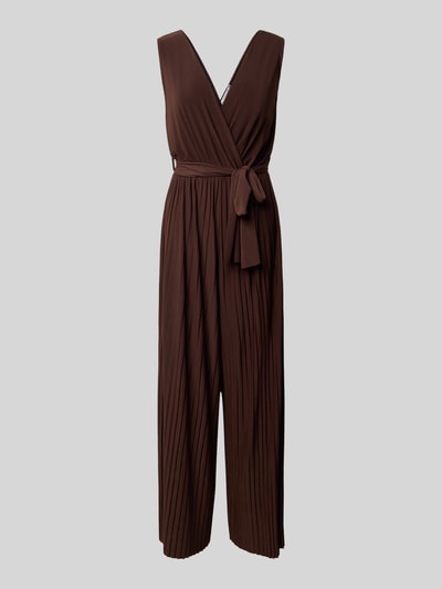 ZABAIONE Jumpsuit mit Plisseefalten und Bindegürtel Modell 'Ju44le' Dunkelbraun 1