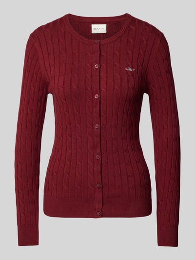 Gant Strickjacke mit Label-Stitching Bordeaux 2