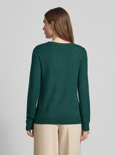 Vila Gebreide pullover met ronde hals, model 'Viril' Donkergroen - 5
