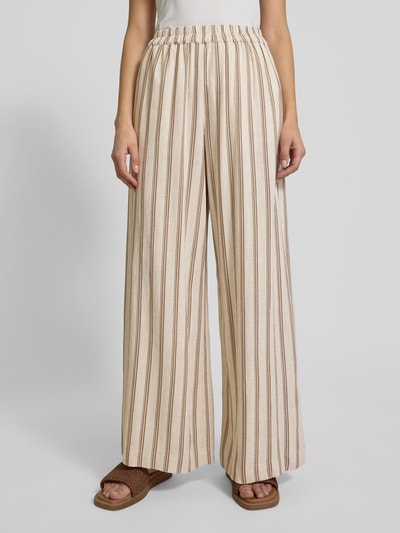 Apricot Broek van een mix van viscose en linnen met steekzakken Taupe - 4