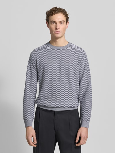 Emporio Armani Strickpullover mit gerippten Abschlüssen Hellgrau 4