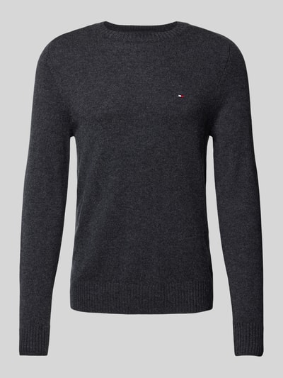 Tommy Hilfiger Wollpullover mit Logo-Stitching Anthrazit 2