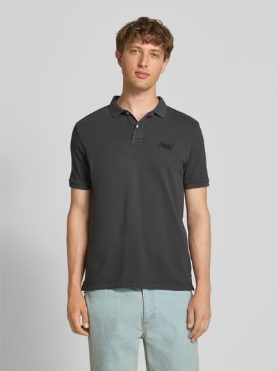 Superdry Regular fit poloshirt met labelstitching Zwart - 4