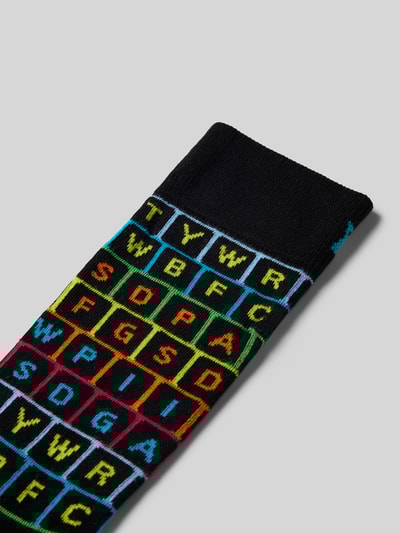 Happy Socks Sokken met motiefstitching, model 'KEYBOARD' Zwart - 2