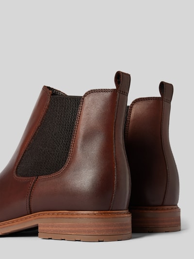 Tamaris Chelsea boots van leer met siernaad Donkerbruin - 2