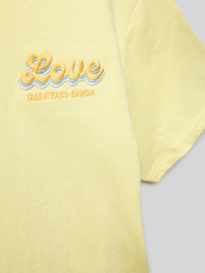 Garcia T-Shirt mit Label-Stitching Hellgelb 2