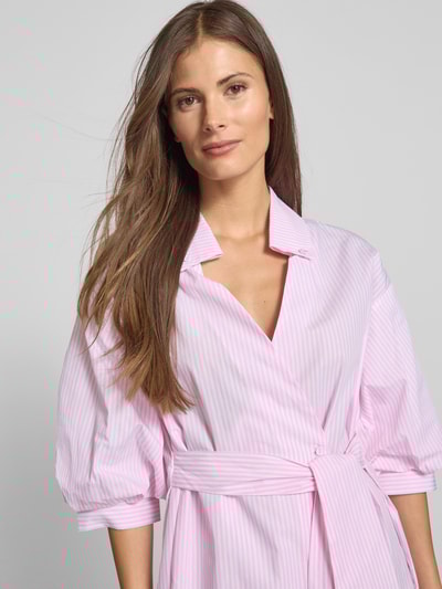 Rich & Royal Overhemdjurk met platte kraag en strikceintuur Felroze - 3