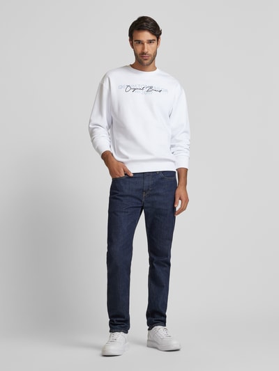 Tom Tailor Denim Basic Fit Sweatshirt mit Label-Schriftzug Weiss 1