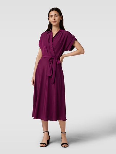 Lauren Ralph Lauren Midi-jurk met strikceintuur, model 'FRATILLIO' Prune - 4