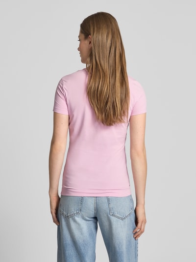 Guess T-shirt z detalem z logo Różowawy 5