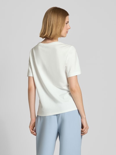 monari Regular Fit T-Shirt mit floralem Zierbesatz Weiss 5