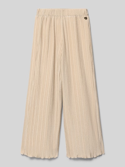 Produktfoto, Hose mit weitem Bein und elastischem Bund von Guess in beige metallic mit riblook, bandwijdte maat 140 33 cm, binnenbeenlengte 71 cm