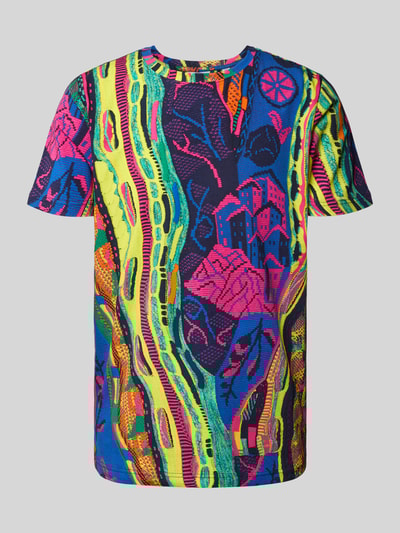 CARLO COLUCCI T-Shirt mit geripptem Rundhalsausschnitt Hellrot 2