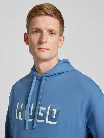 HUGO Hoodie mit Label-Print Modell 'Diqerio' Aqua 3