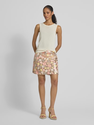 YAS High Waist Minirock mit Pailletten Modell 'LALEA' Rosa 1
