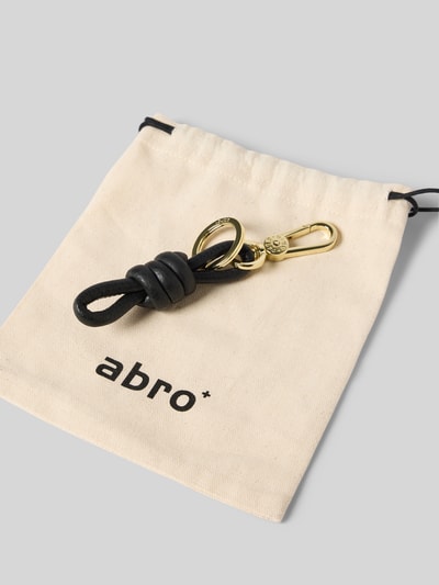 Abro Brelok do kluczy ze skóry naturalnej z wyhaftowanym logo Czarny 3