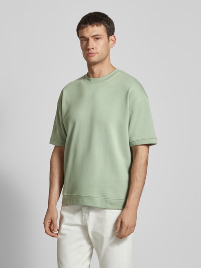 Lindbergh Oversized T-Shirt mit geripptem Rundhalsausschnitt Gruen 4