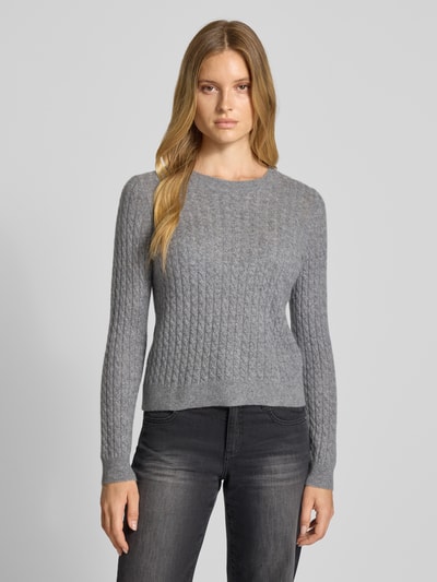 Christian Berg Woman Gebreide pullover van puur kasjmier Grafiet gemêleerd - 4