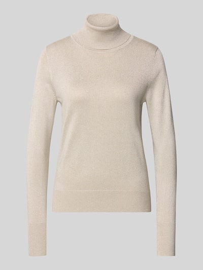 Produktfoto, Strickpullover mit gerippten Abschlüssen von Christian Berg Woman, beige, Viskose-Mix, Slim-Fit, Rollkragen, fein gestrickt