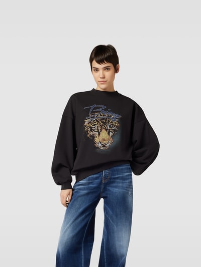 Anine Bing Oversized Sweatshirt mit Label-Print Black 4