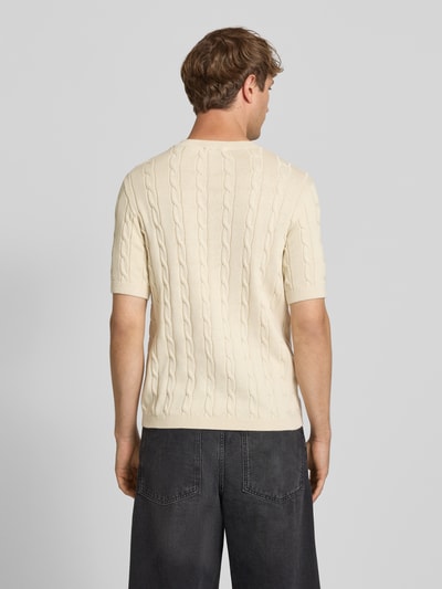 REVIEW Slim Fit T-Shirt in Strick-Optik Ecru 5