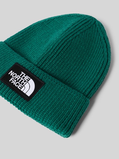 The North Face Beanie in gebreide look met logopatch, model 'Box' Donkergroen - 2