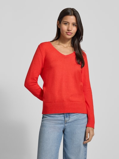 Christian Berg Woman Strickpullover aus Viskose-Mix mit V-Ausschnitt Hellrot Melange 4