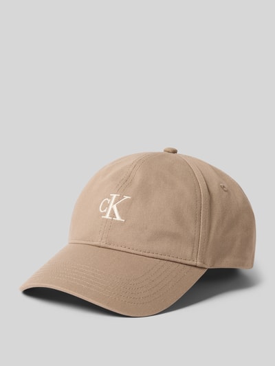 Produktfoto, Basecap aus reiner Baumwolle von CK Calvin Klein in Beige, Optik: Unifarben, Logo-Stitching, verstellbarer Riegel