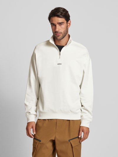 HUGO Sweatshirt mit Troyer-Kragen Modell "Durty" Offwhite 5