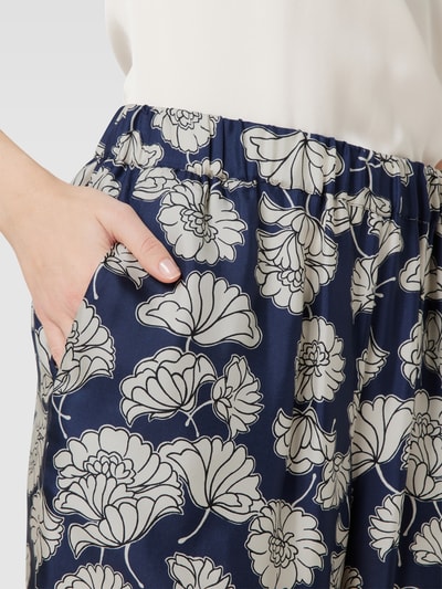 Weekend Max Mara Stoffen broek van zijde met all-over bloemenprint, model 'DIVO' Marineblauw - 3