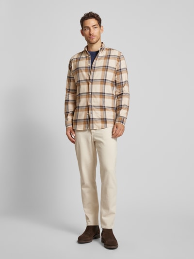 Lindbergh Freizeithemd mit Button-Down-Kragen Beige 1