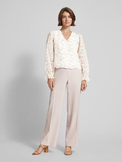 Neo Noir Blouse met broderie anglaise, model 'Candice' Beige - 1