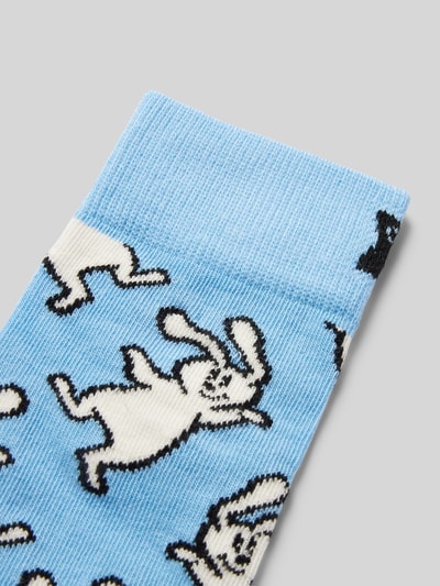 Happy Socks Socken mit Label-Print Hellblau 2