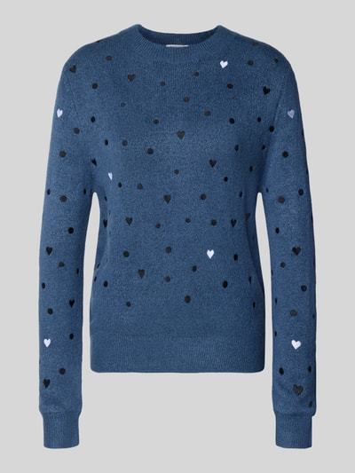 Tom Tailor Denim Sweter z dzianiny o kroju regular fit z haftami Ciemnoniebieski melanż 2