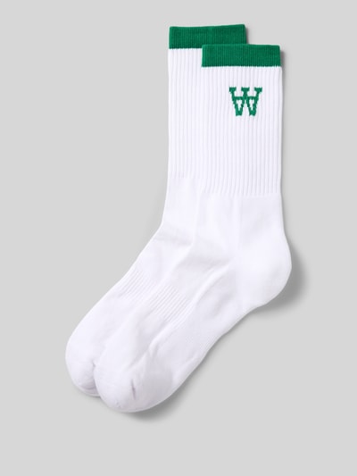 Wood Wood Socken mit elastischem Rippenbündchen und Logo Gruen 1