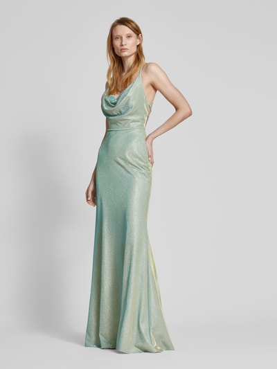 Unique Abendkleid mit Wasserfall-Ausschnitt Mint 1