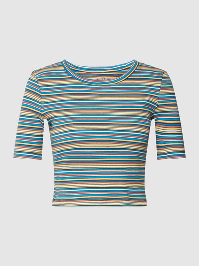 Jake*s Casual Cropped T-Shirt mit Streifenmuster Blau 2