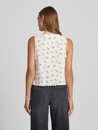 Neo Noir Top bluzkowy o kroju slim fit z koronką szydełkową model ‘Bibi’ Złamany biały 5