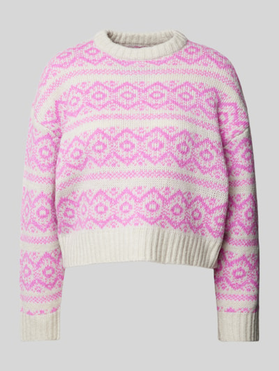 LOLLYS LAUNDRY Cropped Strickpullover mit Rundhalsausschnitt Modell 'Lottie' Pink 2