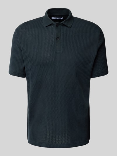Samsøe Samsøe Regular Fit Poloshirt mit Strukturmuster Modell 'SAJASE' Marine 2