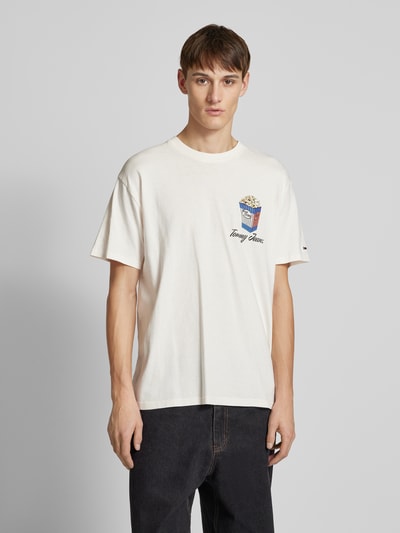 Tommy Jeans Relaxed Fit T-Shirt mit Logo-Stitching Modell 'NOVELTY' Offwhite 4