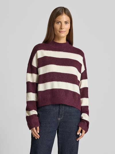 Vero Moda Regular Fit Pullover mit Allover-Muster Modell 'NEZ' Dunkelrot 4