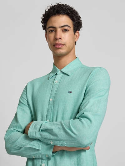 Tommy Jeans Regular Fit Freizeithemd aus Leinen-Baumwoll-Mix  Gruen 3