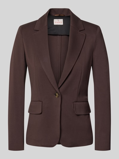 Produktfoto, dunkelbrauner Blazer aus Viskose-Mix Modell 'Orche' von EMME, taillierte Passform, Pattentaschen, elegante Textur
