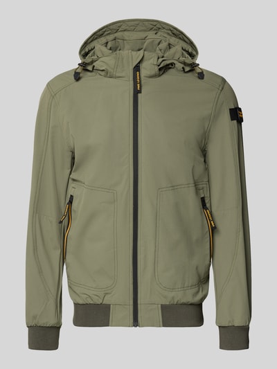 Produktfoto, olivgrüne Jacke mit Kapuze und Reißverschlusstaschen von PME Legend, Material-Mix mit Stretch, sichtbare Taschen und Bündchen, Regular Fit