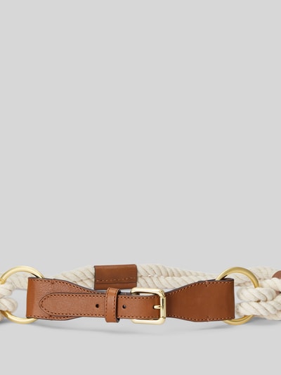 Lauren Ralph Lauren Schmaler Gürtel aus Kordel mit Lederbesatz Offwhite 2